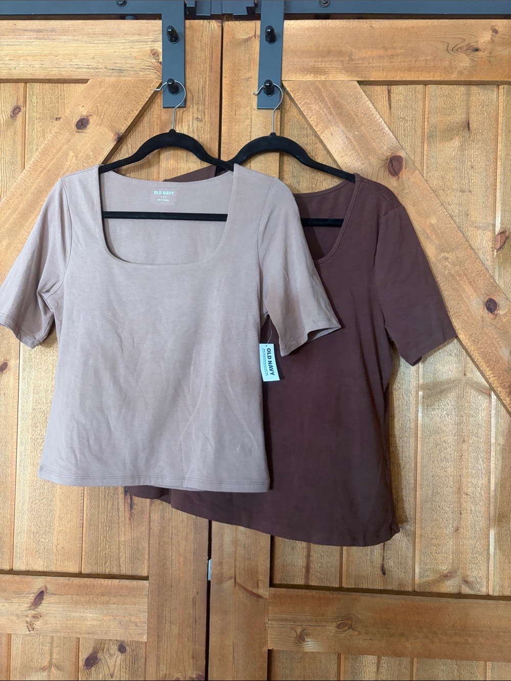 Old Navy Scoop Neck Short Sleeve Top - Taupe lg/ brown (Amazon) 2XL
